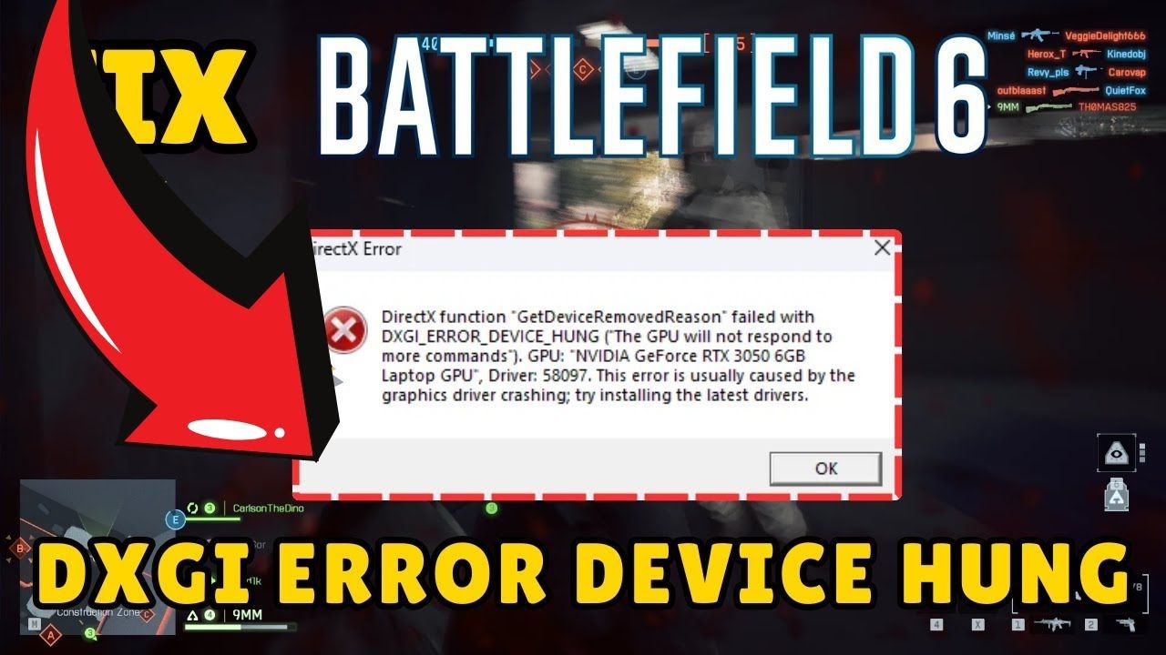 How to Fix Battlefield 6 Directx function dxgi error device hung error ...