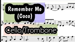 Remember Me Cello or Trombone Sheet Music Backing Track Play Along Partitura Coco