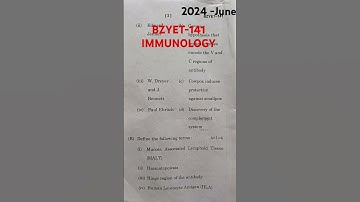 BZYET -141 : IMMUNOLOGY (  JUNE -2024  ) ##.# #celldeath IGNOU..## #epithelial #endothelial ...