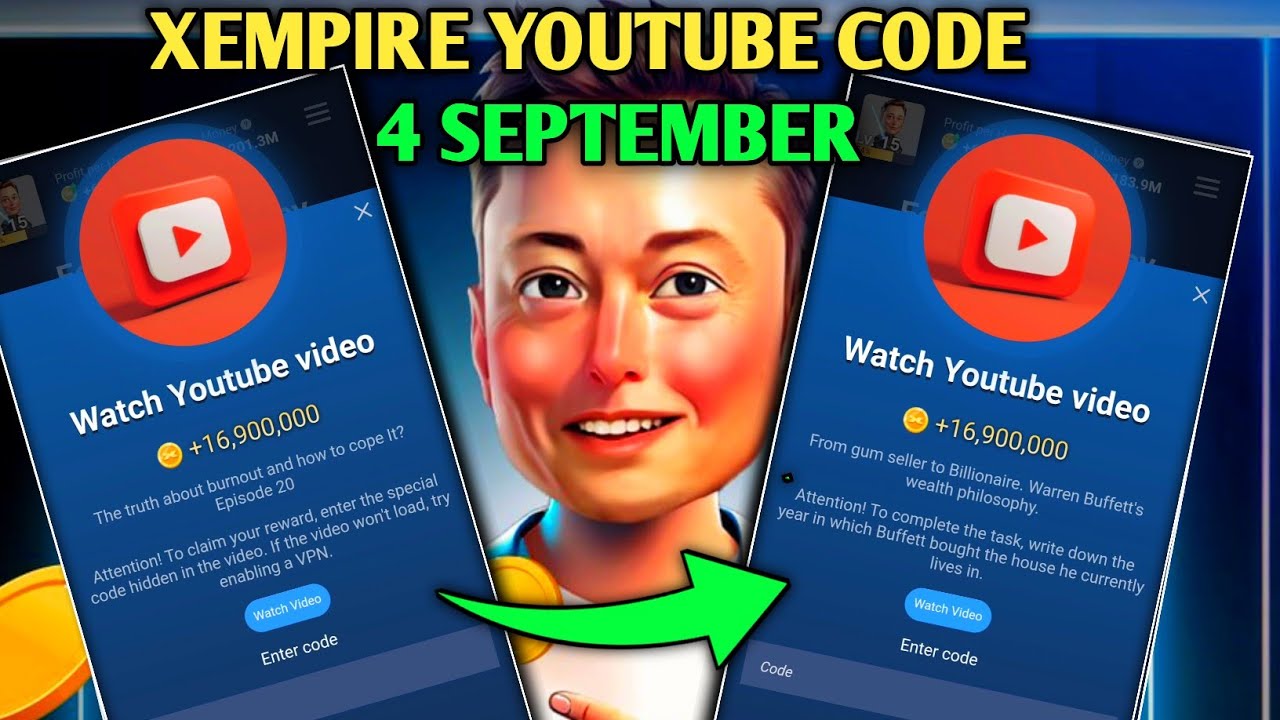 4 SEPTEMBER YOUTUBE CODE TODAY XEMPIRE | XEMPIRE YOUTUBE CODE TODAY ...