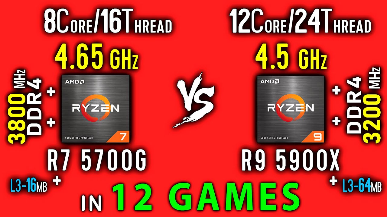Ryzen 7 5700G vs Ryzen 9 5900X Test in 12 Games or R9 5900x vs R7