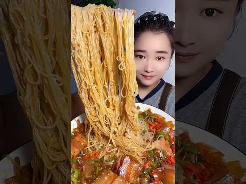 Fast Mukbang Spicy Noodles 🍜🔥 #mukbang #asmreating #shorts #foodvlog