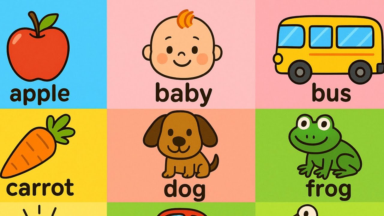 First 50 English Words for Babies | Learn with Fun & Repetition | Easy ...