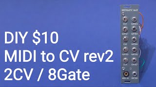 [$10] DIY eurorack modular synth MIDI to CV rev2 | 2CV 8Gate , Arduino nano based