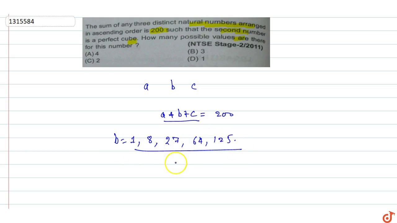 The sum of any three distinct natural numbers arranged in ascending order  is 200 such that the - YouTube