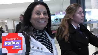 Wanda De Jesus talks about the superbowl while arriving at LAX Airport in Los Angeles