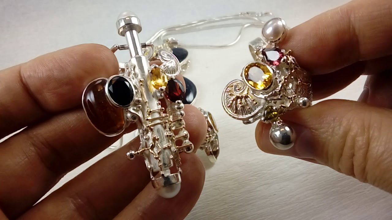 deutschen Farben Schmuckkunst Sammlung von Granat, Citrin, Perlen und anderen Edelsteinen