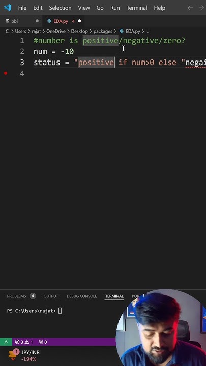check if a number is positive, negative, or zero? #pythonshorts - YouTube