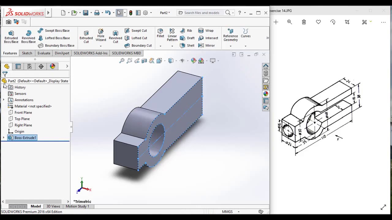 3D SolidWorks Tutorial for Beginners Exercise 14 - YouTube