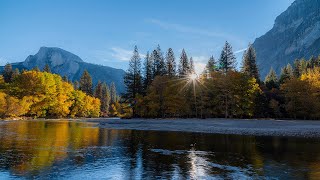 Half Dome and The Merced River Sunrise 4K. #naturetherapyfilms