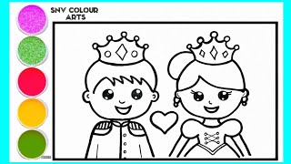 How to Draw Beautiful Prince and Princess Drawing || Princess and Prince Drawing Easy