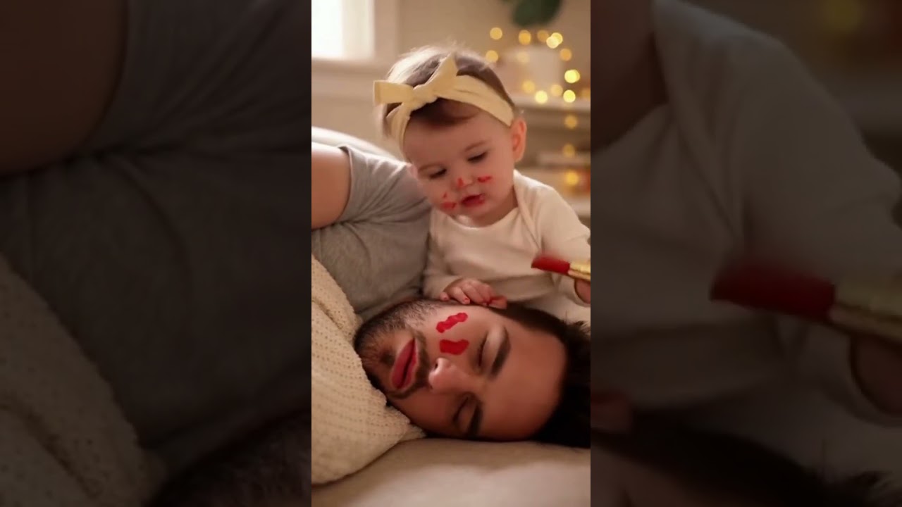 Baby's Makeup Prank! Dad Wakes Up to a Lipstick Masterpiece 🤣 