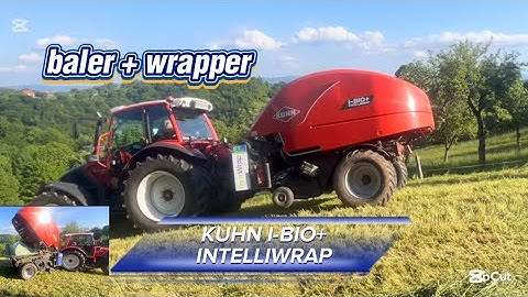 KUHN I-BIO+ INTELLIWRAP baling and wrapping roll bales, baler 2 in 1 baling and wrapping