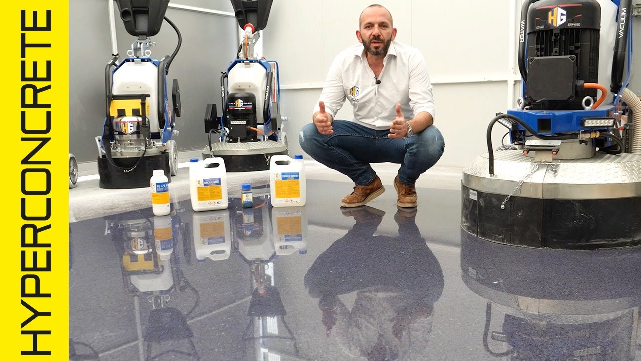 Как шлифовать и полировать бетонные полы | Технология обработки бетона | Шлифовальная машина Hype...