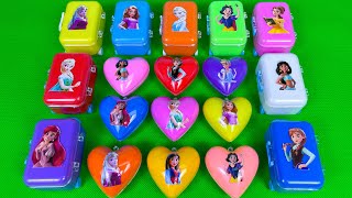 Looking For Elsa Slime With Mixed Shapes - Satisfying Slime Video - Disney Princesses Clay