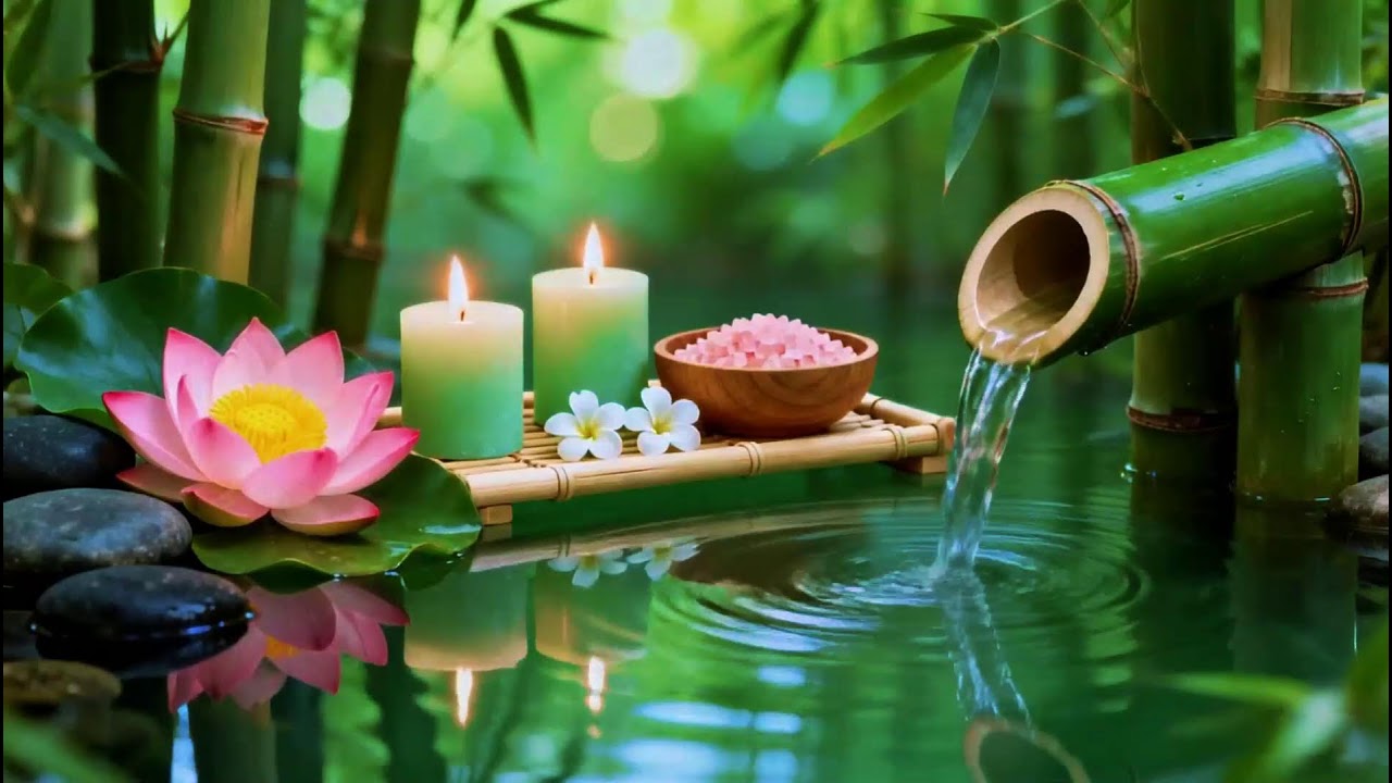 Relaxing Sleep Music with Bamboo Water Sounds 🌿Deep Healing Music for Calm Mind,Spa Ambience & Yoga