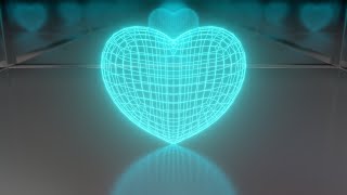 Intense Mesmerizing Electric Neon Blue Glowing Wireframe Heart Glows 4K Motion Background for Edits