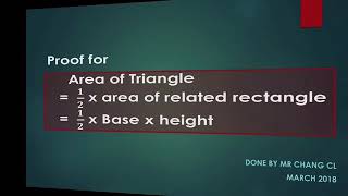 Proof for formula Area = 1/2 x base x height