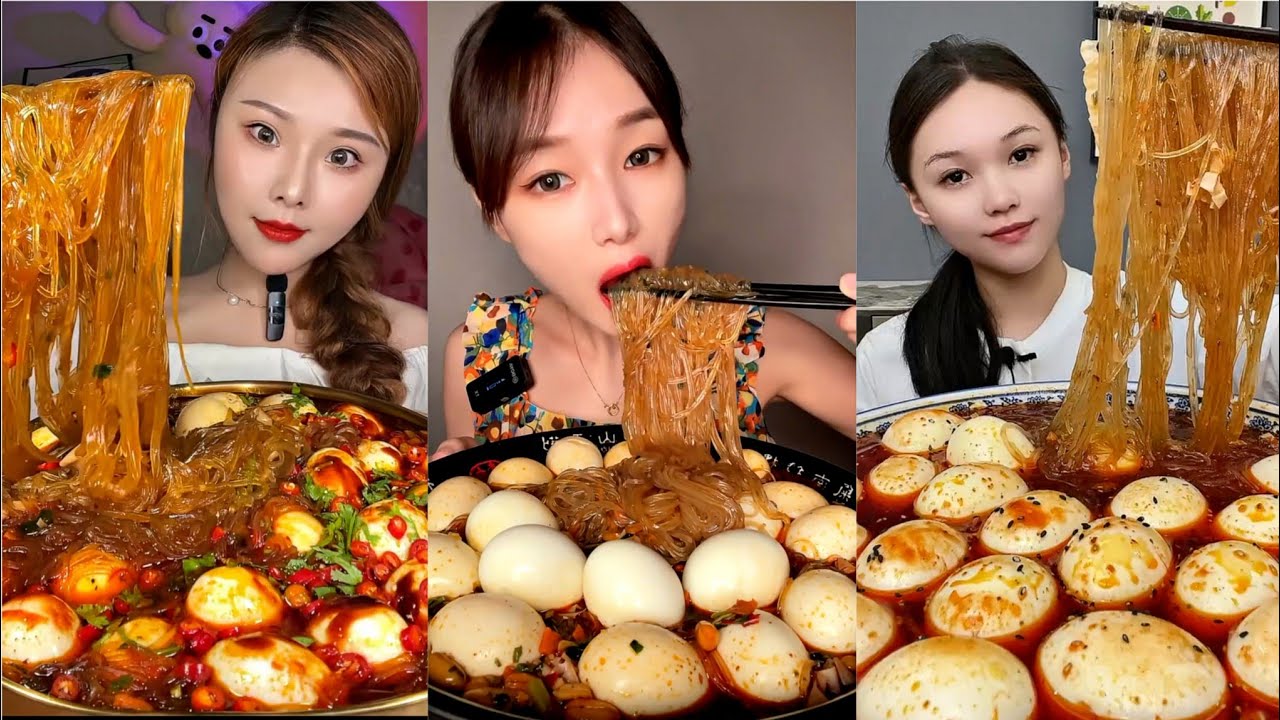 먹방 YUMMY DELICIOUS SOUP GLASSNOODLES AND EGGS MUKBANG 얌얌 수프 국수와 계란