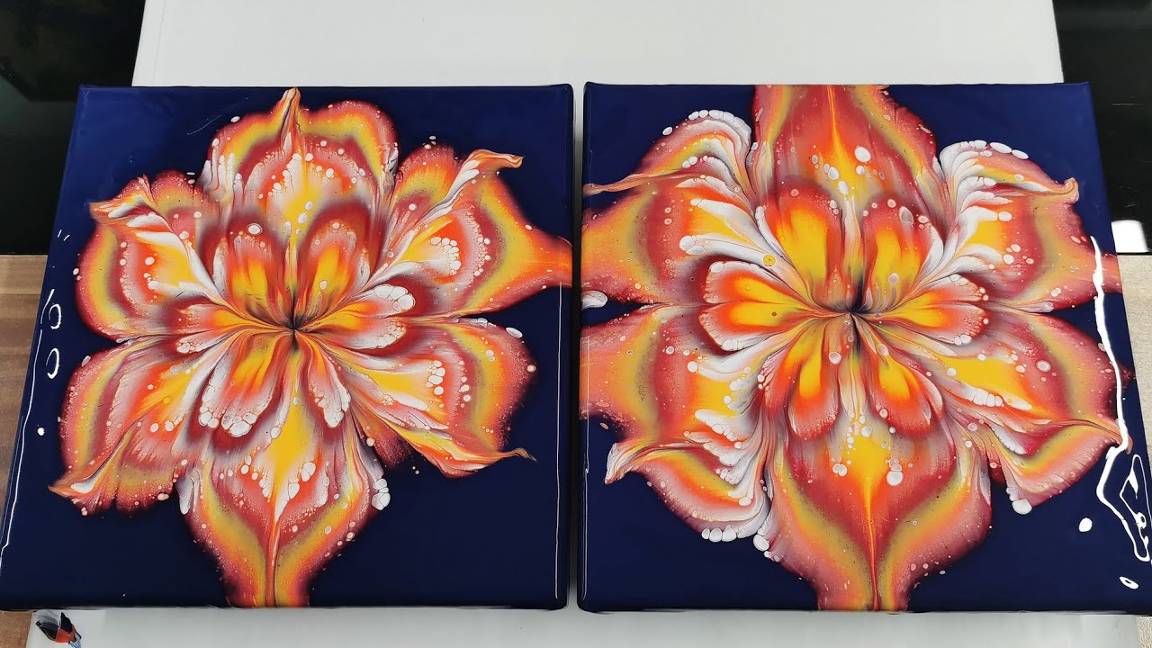 Live ~ Cup Bottom Reverse flower Dip with MARINA ~ Step by step acrylic ...