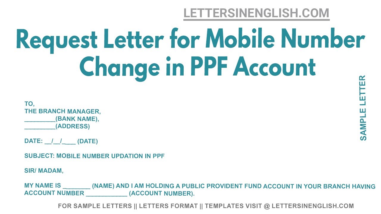 Request Letter For Mobile Number Change In PPF Account