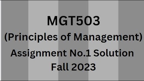 MGT503 (Principles of Management) Assignment No.1 Solution Fall 2023
