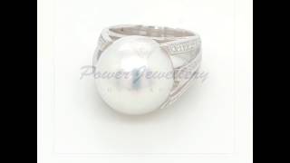 Power Jewellery Hk - White South Sea Pearl & Diamonds Ring In 18K White Gold Resimi