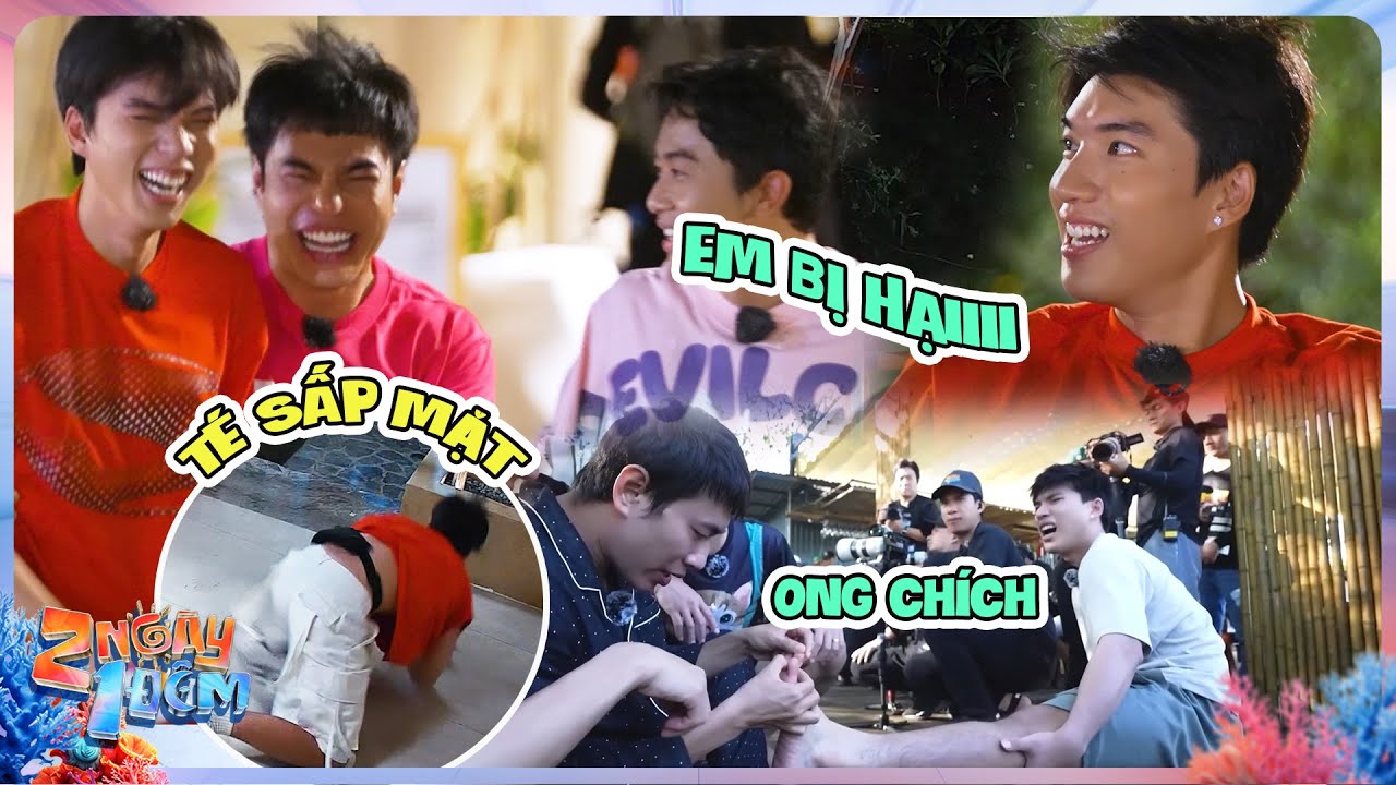 Top những lần xui xẻo của HIEUTHUHAI, hết té sấp mặt tới bị ong chích, thương bé út 2 Ngày 1 Đêm