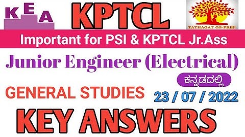 KPTCL junior Engineer (Electrical) GK key answers 2022|General Studies Key Answers |Today