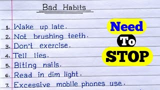 Learn 20 Bad Habits in English || Bad Habits Essay in English || Bad Habits in English ||