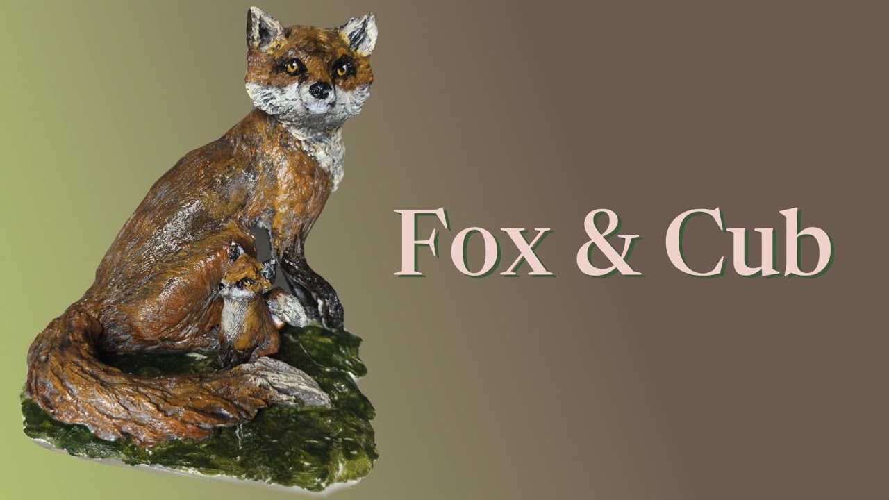 Fox & Cub Bookend | Handmade Clay Sculpture for Book Lovers