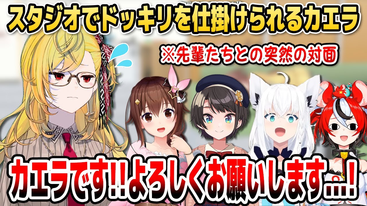 日本のスタジオでこぼからドッキリを仕掛けられて狼狽えるカエラ【ホロライブID切り抜き/カエラ・コヴァルスキア/こぼ・かなえる/日本語翻訳】