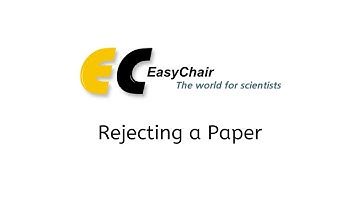 6. Rejecting a Paper - EasyChair Tutorial