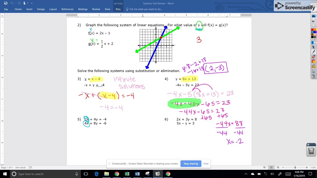 Unit 6 systems of equations test review video 1 YouTube