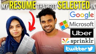 Why my Resume got selected at @Google @Microsoft @Uber @twitter @sprinklr