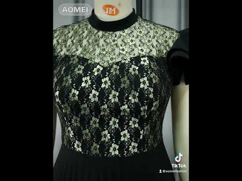 AOMEI Short Ruffle Sleeve Floral Lace Pleated Dress Midi #aomei #plussize#pleateddress