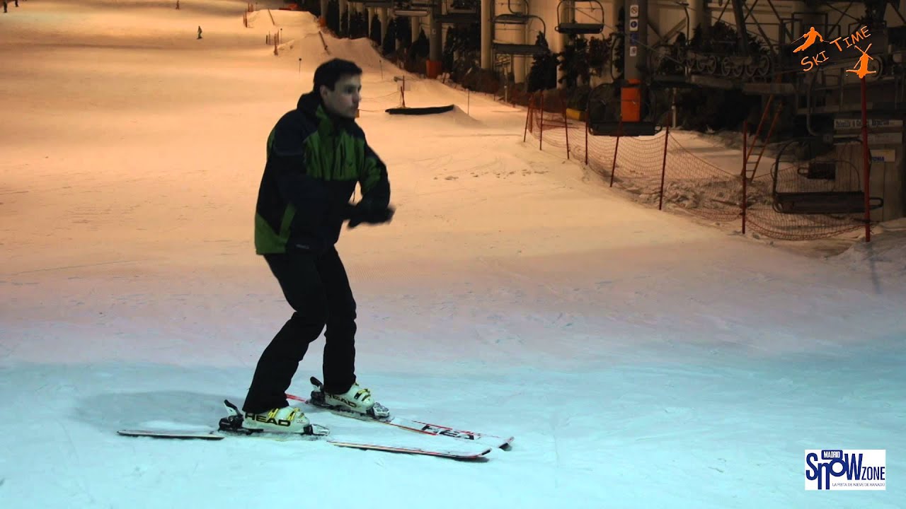 Esquiar- Ejercicio esqui para viraje cuña. Flexión rodilla exterior ...