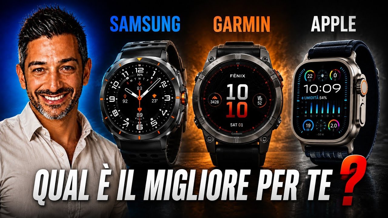 Copertina del video Samsung Galaxy Watch Ultra2 vs Garmin Fenix 9 vs Apple Watch Ultra 3: quale scegliere?