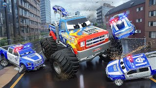 Road Rage Unleashed: Giant Monster Truck vs. Police Showdown! | Epic Police Car Chases screenshot 5