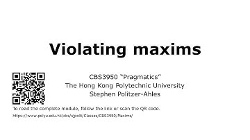 CBS3950 (Pragmatics): Violating maxims
