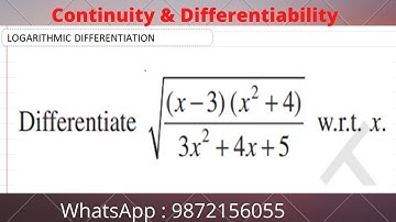 Differentiate w.r.t. x | Logarithmic differentiation | Differentiation | class 12 | CBSE | ISC
