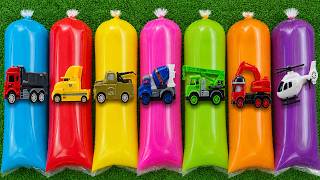 Unboxing Construction Toy Cars, excavators, cement mixers, dump trucks, airplanes, and tractors.