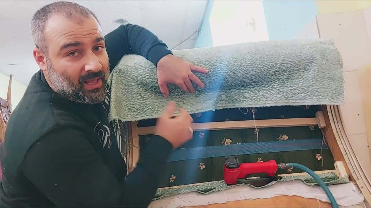 طريقة كسوة دراع الانتريه ولو قابلك دوران فى الدراع ازاى تشد وتدبس القماش عليه/من البدايه لحد التشطيب