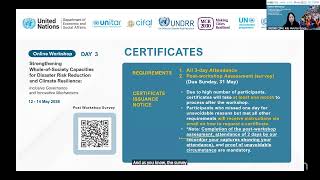Day 3 - Online Workshop on Strengthening Whole-of-Society Capacities for DRR and Climate Resilience