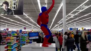 Man In A Fictitious Superhero-Inspired Costume Dancing At A Walmart Supercenter Fake Funny Parody