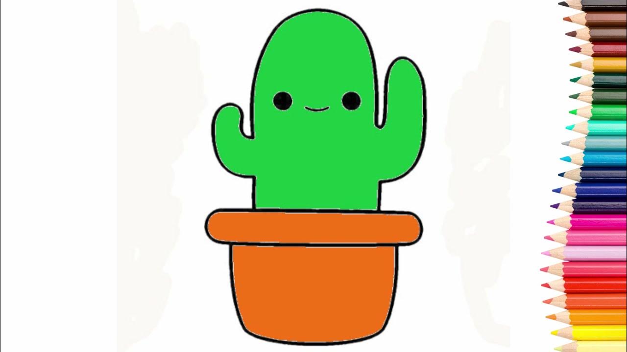 Desenhos de cactos fofos kawaii para colorir