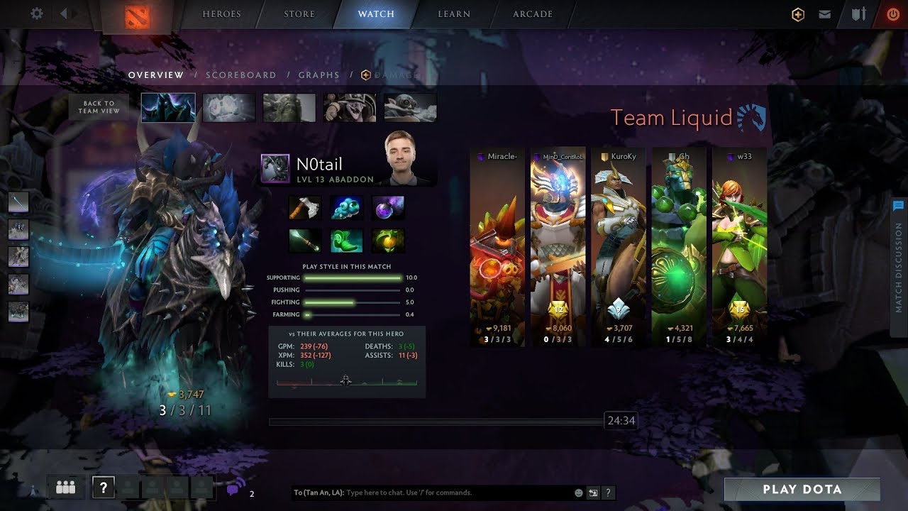 dota2sup notail Abaddon Og vs Liquid -TI9