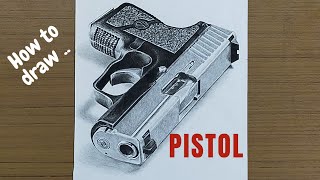 HOW TO DRAW A PISTOL || REALISTIC GUN : PISTOL DRAWING || PENCIL & CHARCOAL DRAWING screenshot 3