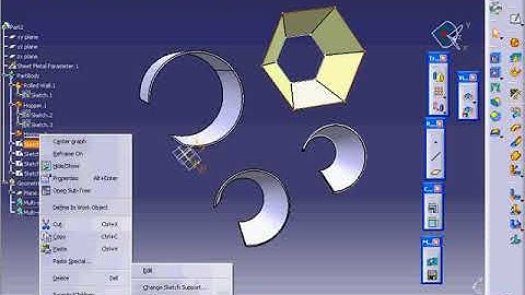 catia v5 sheetmetal hopper & rolled wall