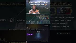 I Got Gifted Forma| Chat LOST IT 😭💀 #warframe #tennocreate #gamingclips
